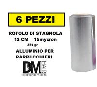6 PEZZI STAGNOLA ALLUMINIO IN ROTOLO 12cm 15mycron MADE IN ITALY X PARRUCCHIERE