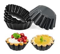 6 Pezzi Stampi di Crostate, Stampi Antiaderente Muffin Stampi Tortine, Riutilizzata Stampi in Silicone per Dolci, Uova Aluminum Cupcake Cake Caso Cookie Making Mold Piastra