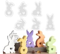 6 Pezzi Stampi In Silicone Pasquale,Stampo in Silicone 3D Coniglietto Pasquale Stampo Candela Forma di Coniglio Stampo Coniglio Pasquale per Gesso Candele di Cera di Soia DIY Artigianato