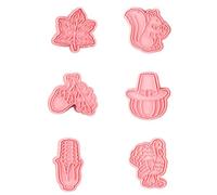 6 Pezzi Stampi per Biscotti Ringraziamento Creativi in PP Rosa | Uso Domestico e Pasticceria Professionale, Sicuri, Facili da Sformare, Accessori Creativi per Dolci