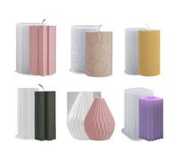 6 Pezzi Stampi per Candele in Silicone Set Candele in Silicone da Versare 3D Stampi per Candele Cilindriche Stampi Candle Making Kit Adatto per candele profumate fai da te
