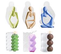 6 pezzi Stampi per Candele, Pensatore d'arte Stampo per candele Geometrico Stampo per colata epossidica Stampo artigianale resina Stampo per ornamento astratto per Decorazione della scrivania tavola