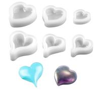6 Pezzi Stampo in Silicone a Forma di Cuore, Stampo Candela Cuore 3D per Resina, Candele, Sapone, Dolci, Cubetti, Ghiaccio, Stampi Epossidica