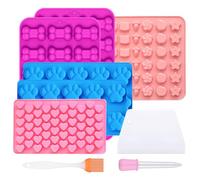 6 Pezzi Stampo in Silicone Per Caramelle, Riutilizzabile Stampini Silicone, Antiaderente Stampi per Caramelle Gommose, Contiene Cuori, Ossa, Zampe di Gatto, Animali