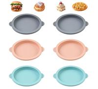 6 Pezzi Stampo per Torta Tondo in Silicone, 10 cm di Diametro Stampi Uova Friggitrice Ad Aria, Resistenti Alle Alte Temperature Stampi in Silicone per Dolci Per Sandwich All'uovo, Pancake e Crepes