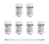 6 Pezzi Starter Neon, Starter Tubo Fluorescente, Tubi Fluorescenti, per Lampade da 4-65W 220-240V, Elettrici per Lampade Fluorescenti, Materiali Ignifughi, Non Contiene Componenti Radioattivi o Piombo