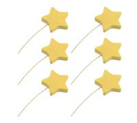 6 Pezzi Steli Decorativi a Stella in Legno per Centrotavola e Vasi | Decorazione per Ghirlande, Riempitivo per Composizioni, Colore Giallo, Dettagli in Rame, per Fai