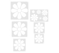 6 Pezzi Stencil da Pittura Margherite, Riutilizzabile | PET Bianco, Bordi Nitidi e Motivi Multipli, per Pareti, Carta, Mobili e Lavori Creativi