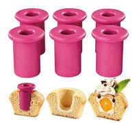 6 Pezzi Strumento di Riempimento Efficiente per Muffin, Tappi per Pane in Silicone Resistenti al Calore, Stantuffo per Cupcake, Lavabili in Lavastoviglie, Resistente a Temperature fino a 220 °C