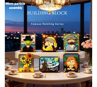 6 pezzi Supporti per esposizione di dipinti famosi nel mondo in materiale ABS, che riproducono accuratamente il fascino artistico dei capolavori attraverso micro particelle, il processo di assemblaggi