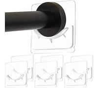 6 Pezzi Supporto per Asta Adesivo per Tenda Doccia Installazione Senza Trapano, Fermo Adesivo per Montaggio Su Asta, Nessuna Perforazione, Trasparente (Non Includere Asta per Tenda Doccia)