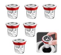 6 Pezzi Tappo Lavandino Bagno Raccogli Trasparente Capelli Doccia Valvola Antiodore Doccia,Diametro Scarico a Pavimento Applicabile 3,2 cm-4,5 cm,Tappo Doccia Antiodore per Bagno,Cucina