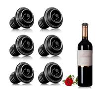 6 pezzi Tappo per bottiglie di vino Tappo per Vino Riutilizzabile, Tappo per Bottiglia, Tappi per Il Vuoto, Conservatori di Vino Riutilizzabili, Tappi per Vino Keep Fresh tappi vino(Nero)