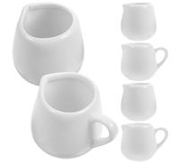 6 Pezzi Tazze per Latte in Ceramica Bianca da 45ml Beccuccio | Set, Finitura Lucida e Superficie Liscia, per Caffè, Latte e Servizio in Hotel