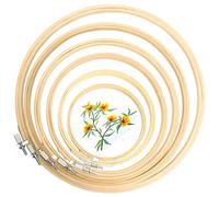 6 Pezzi Telaio da Ricamo bambù Cerchi da Ricamo, da 8 cm a 20 cm, per Punto Croce, Anelli per Artigianato, Cucito e Ornamenti, Cerchi da Ricamo Rotondi Naturali, Set di Cerchi in Bambù (8-20cm)