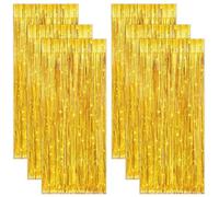 6 Pezzi Tende Metalliche Feste Tende Metalliche Tinsel Tende di Tinsel Foil Tenda a Frange Tende Orpello Tinsel Tende Metalliche Oro per Matrimonio Compleanno Anniversario Decorazioni Festa 1x2m