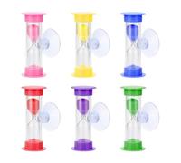 6 Pezzi Timer Clessidra Da 3 Minuti, Clessidra Per Spazzolino Da Denti Per Bambini, Mini Clessidra Con Ventosa, Timer In Plastica, Puntelli Per Orologio