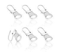 6 Pezzi Tiretto della Cerniera, Staccabile Linguette per Cerniere Lampo Metallo Prolunga per Cordino per Cerniera Lampo Kit Riparazione Cerniere per Giacche Jeans Stivali Zaini Valigie (Argento)