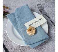 6 Pezzi Tovaglioli Stoffa 42 X 42cm Tovaglioli in Cotone Riutilizzabili Tovaglioli di Stoffa Morbidi e Confortevoli in Cotone con Frangia per la Decorazione Della Tavola, Matrimonio, Cena (Blu)