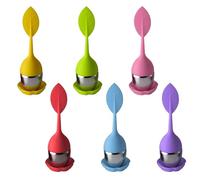 6 pezzi uovo a foglia di tè, uovo da tè per tè sfuso, uovo da tè con piattino, colino da tè a maglia fine, colino da tè con manico lungo, accessori per strumenti di preparazione del tè