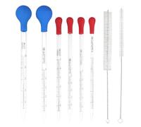 6 Pezzi Vetro Pipette,Pipetta Contagocce Graduata 0,5 ml, 1 ml, 2 ml, 3 ml, 5 ml, 10 ml, contagocce con pipetta in gomma, pipetta in vetro con 2 spazzole a goccia per laboratorio