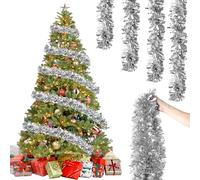 6 Pezzi x 2M Ghirlanda Albero di Natale, Scintillante Natale Tinsel Ghirlanda Decorazioni Albero di Natale, Festoni Albero di Natale, Ghirlanda di Natale Tinsel per Albero di Natale Festa