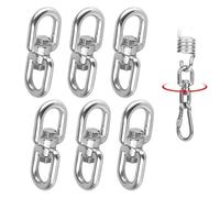 6 Pezzo 304 Stainless Steel Swivel Ring,Gancio Girevole a Doppia estremità,Ganci ad Anello Girevoli in Acciaio Inox 304,Grillo Girevole Doppio,for hanging chairs, rotary grills, sandbags, swings