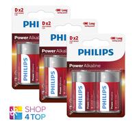 6 PHILIPS POWER ALKALINE D LR20 BATTERIES 1.5V MONO MN1300 2BL EXP 2030 NUOVO