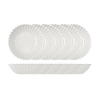 6 piatti fondi Lotus in stoneware bianco cm 18.Piatti dalla forma con texture a