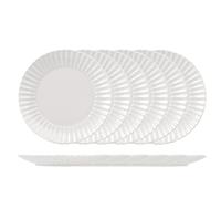 6 piatti frutta Lotus in stoneware bianco cm 21.Piatti dalla forma ad ala con a