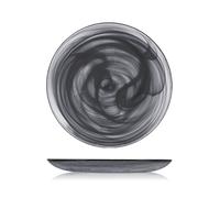 6 Piatti H&H in vetro alabasto neri piani con diametro da 27,5 cm