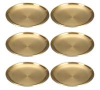 6 piatti in acciaio inox dorato, piatti da pranzo da 25,4 cm, per insalate, dessert e uso esterno