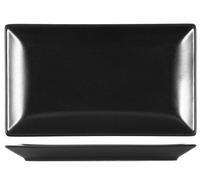 6 Piatti In Stoneware Boston Nero Rettangolare 25x15 H&H