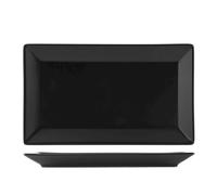 6 Piatti In Stoneware Osaka Nero Rettangolare 25x15 H&H