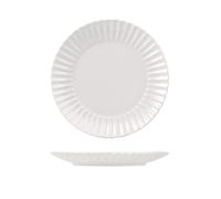 6 piatti piani Lotus in stoneware bianco cm 27.Piatti dalla forma ad ala da una