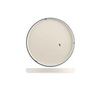 6 piatti tondi Rye in porcellana bianca con bordo blu cm 16.