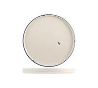 6 piatti tondi Rye in porcellana bianca con bordo blu cm 20.