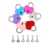 6 piccoli lucchetti in metallo, mini serrature a cuore con chiavi, mini serratura a cuore per il diario dei bagagli (colori)