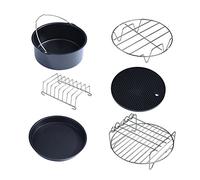 6-Piece Air Fryer Accessories Set for Home Kitchen | Heat-Resistant Baking Tools, Reusable Mats, Dishwasher Safe, Compact Storage