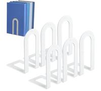 6-Piece Heavy-Duty Metal Bookends - Non-Skid Decorative Book Organizers
