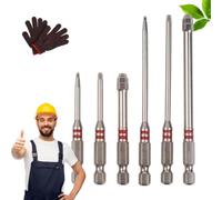 6-Piece Magnetic Hex Shank Screwdriver Bits Set - Dual-Length (65mm & 100mm) with Pagoda-Shaped Hex Drive for Reduced Cam-Out, Fits Most Drills & Wrenches for Long-Lasting Bite (1pc)
