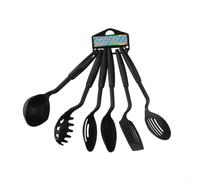6-Piece Nylon Kitchen Utensil Set Heat Resistant Non-Scratch Cooking Tools Set 6pcs Nylon Black Heat Resistant Kitchen Gadgets 6pcs for Frying 6pcs Nylon Cookware Set Non-Stick Safe Black Dishwasher