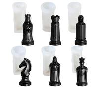 6-Piece Silicone Chess Piece Molds For Epoxy Resin, Wax, Plaster And DIY | , Reusable Chess Casting Molds For Epoxy Resin, Wax, Plaster And DIY Crafts, King Queen Knight Bishop Rook Pawn Molds