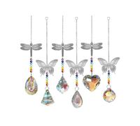 6 Pieces Crystal Dragonfly and Butterfly Garden Hanging Sun Catcher Decor Home Car Decor
