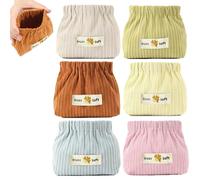 6 Pieces Portable Corduroy Elastic Storage Bag, Corduroy Elastic Hair Tie Organizer Bag, Portable Travel Hair Accessory Storage Organizer Bag, Travel Items for Women