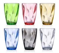6 Pièces Set de Verres à Eau en Plastique, TIE-DailyNec 390ml Gobelets, Verres à Eau Colorés Empilables Réutilisables, Verres de Camping Empilables pour Pique-niques, Camping, Fêtes