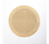 6 Pieces Tovaglietta In Carta Intrecciata Con Nappa, Sottobicchiere Antiscivolo, Tappetino Isolante Rotondo, Decorazione Per La Casa