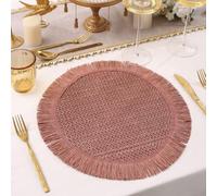 6 Pieces Tovaglietta In Carta Intrecciata Con Nappa, Sottobicchiere Antiscivolo, Tappetino Isolante Rotondo, Decorazione Per La Casa