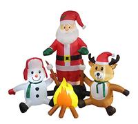 6 piedi di Natale gonfiabile Babbo Natale pupazzo di neve renna trio falò da campeggio torrefazione marshmallow pre-illuminato luci a LED illuminate esplosione decorazione per feste all'aperto interni