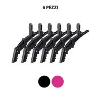 6 PINZE PER CAPELLI PARRUCCHIERE CROCODILE Clip in plastica con sistema di maggior tenuta dei capelli